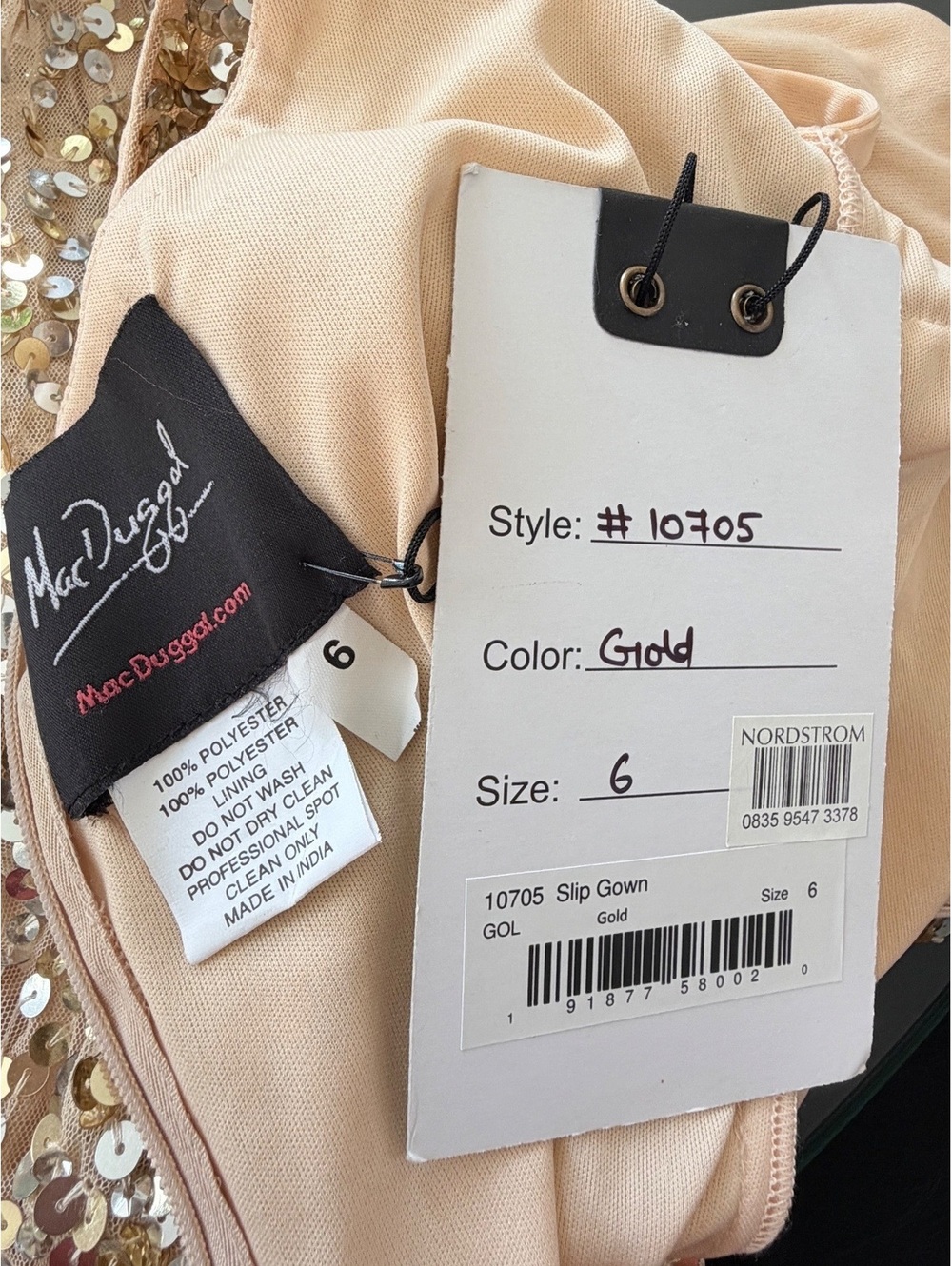 Mac Duggal Gold Sequin 10705 Embellished Dress Size 6 - Picture 11 of 12